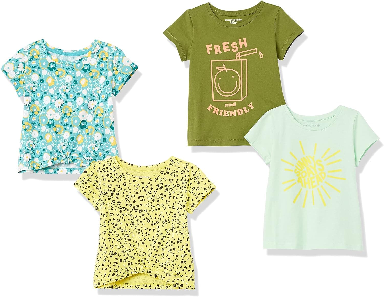 Amazon Essentials Girls and Toddlers' Short-Sleeve T-Shirts, Multipacks