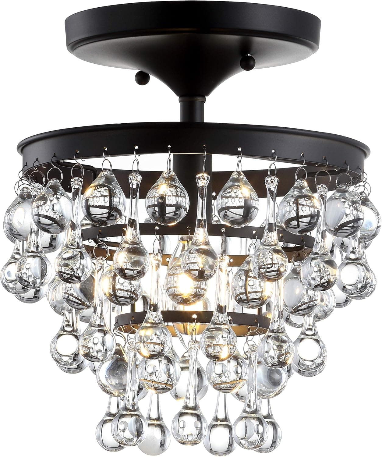 JONATHAN Y JYL9028A Toronto 10" Metal/Crystal LED Flush Mount Contemporary,Transitional Dimmable, 2700K Cozy Warm Light, for Kitchen,Hallway,Bathroom,Stairwell, OilRubbedBronze