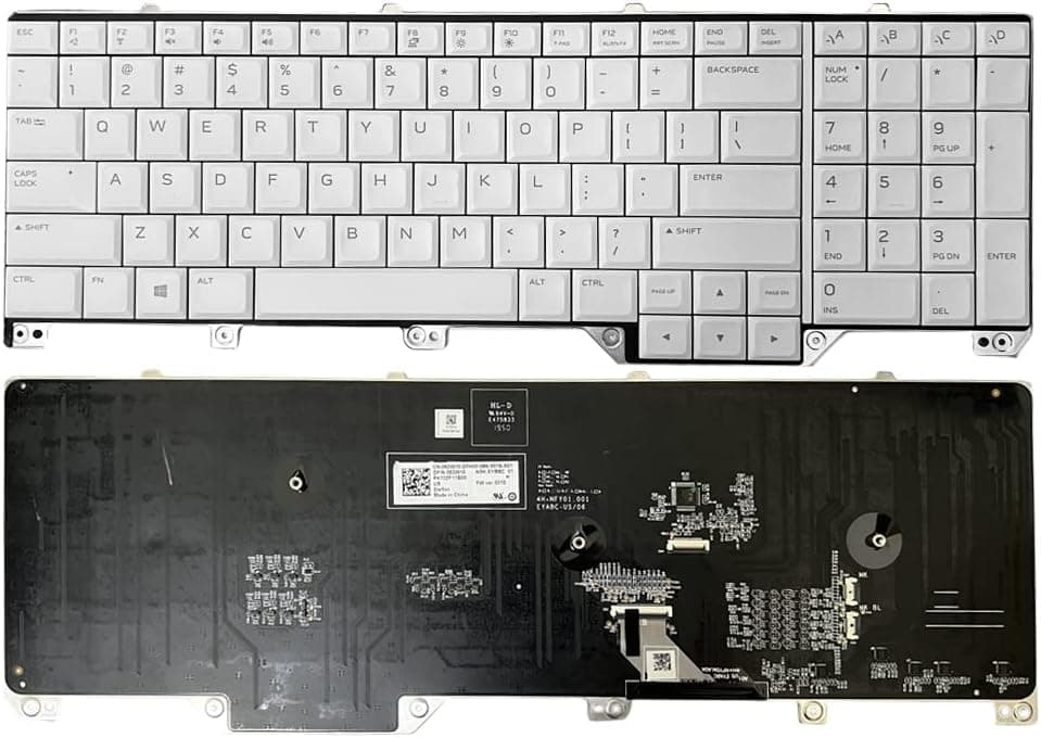 GinTai Laptop US Keyboard with RGB Backlit Replacement for Dell Alienware 17 R5 /Area 51m R1 AWAR51M-7350WHT 62W10 NC0731-1 0