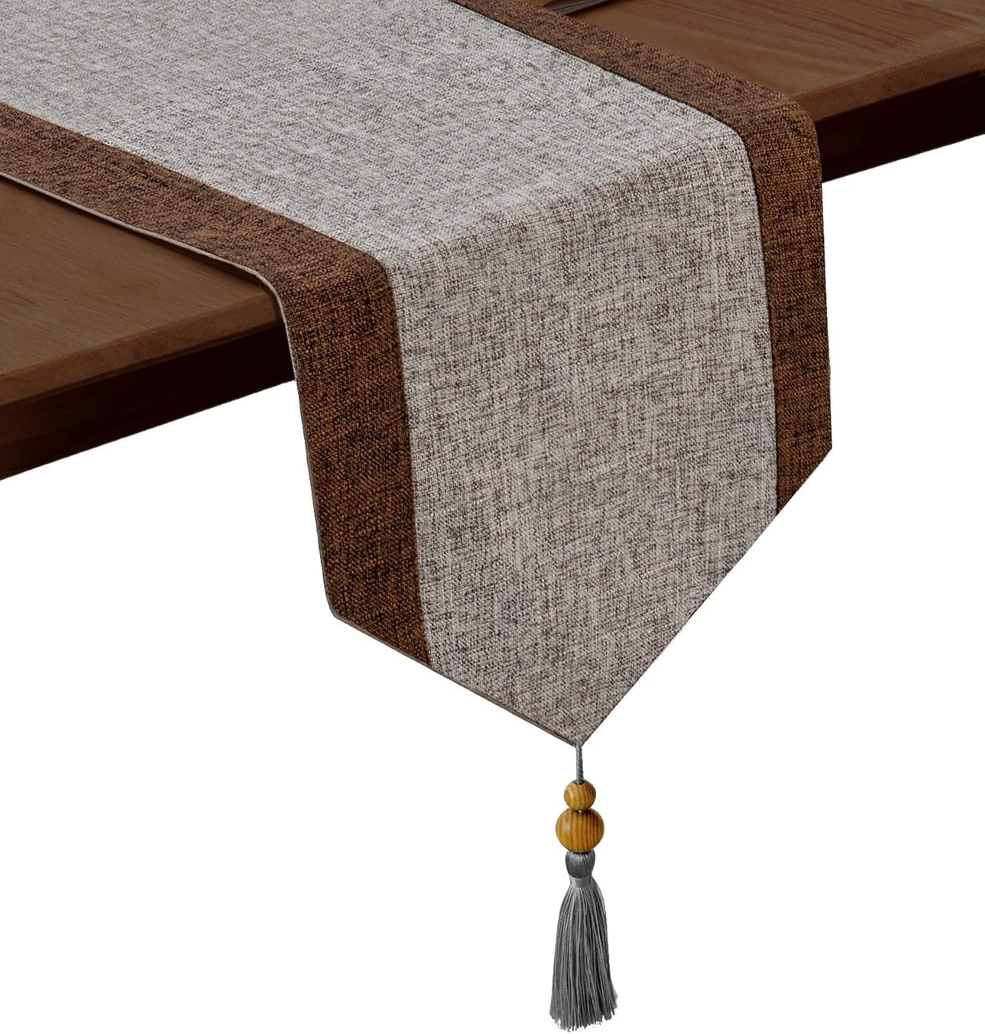 joybest 13inch x 72inch Table Runner Cotton Blend Rustic Table Runners with Tassels for Family Dinner, Farmhouse, Wedding Party Holiday Decorations, Gray