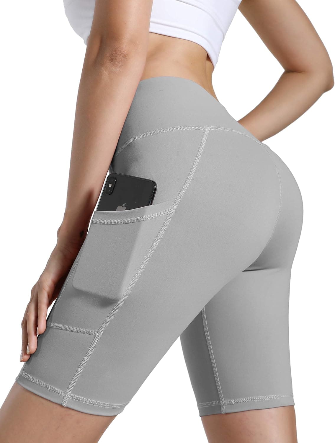 VALANDY Workout Shorts for Women with Pockets High Wasited Tummy Control Running Yoga Cycling Hiking Athletic Biker Shorts