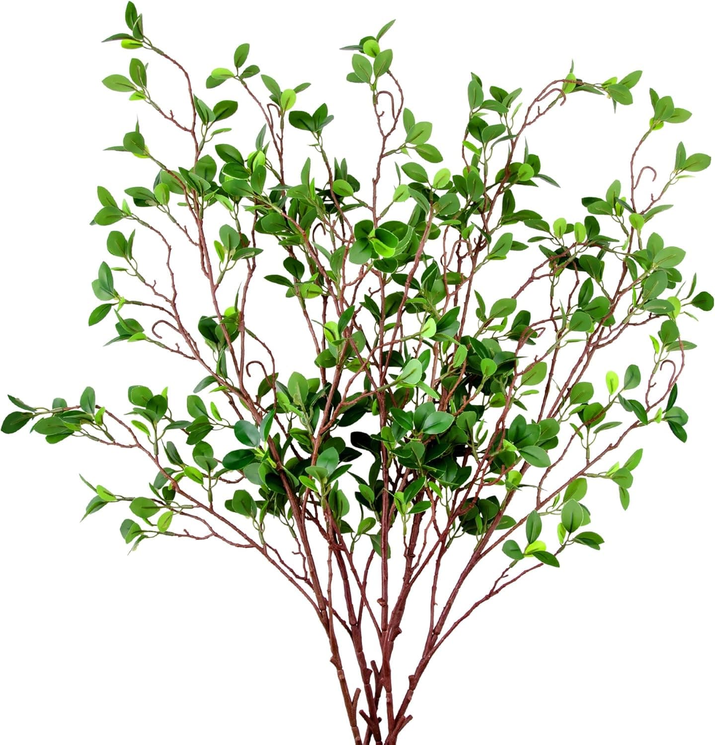 AUSTOR 5 Packs 45" Artificial Ficus Stems Faux Green Stems Ficus Branches Leaf Stem Fake Green Bushes Shrubs Ficus Twig Stems for Vase Filler Home Wedding Office Decor