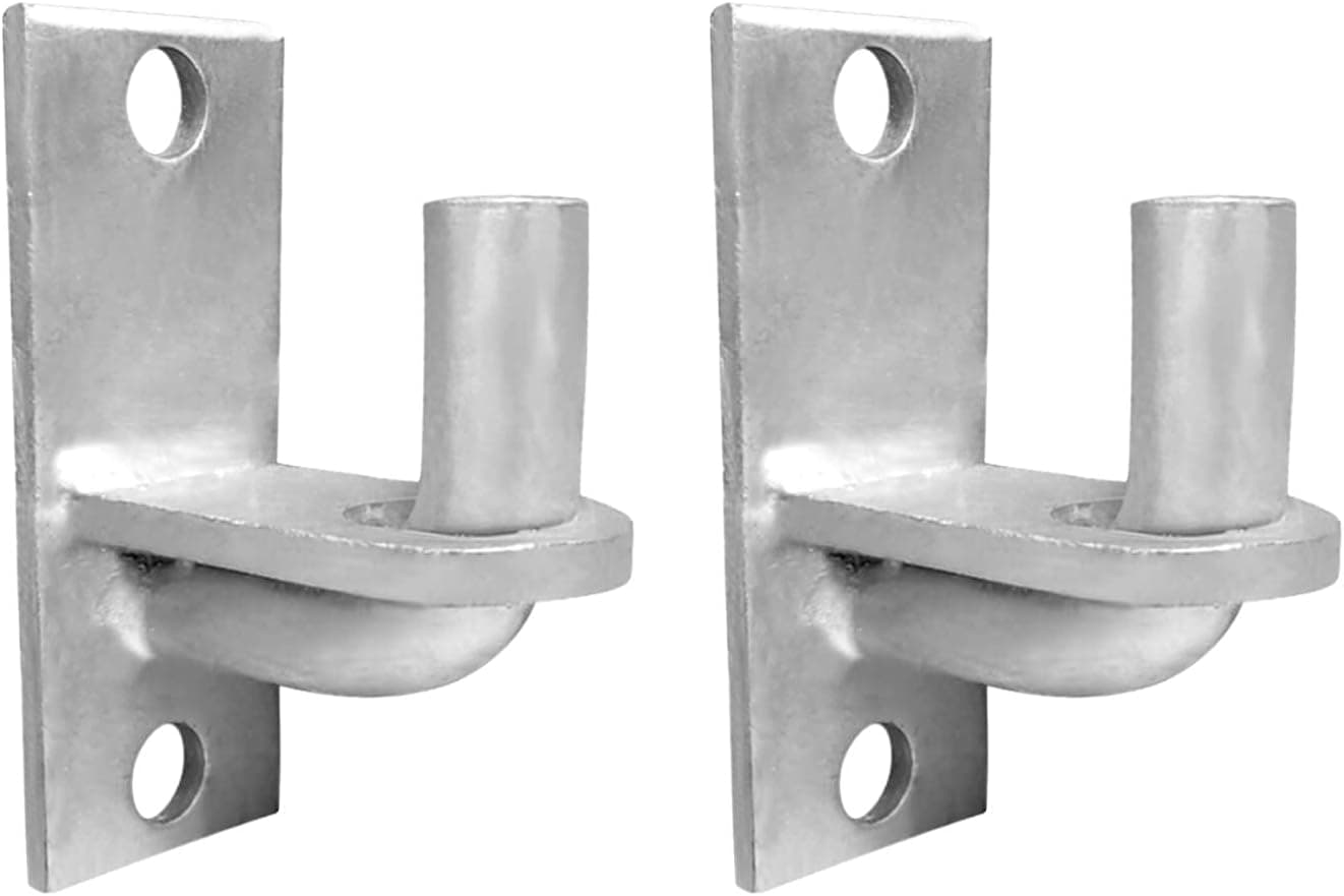 2 Pack Wall Mount Flat Back Gate Hinges, Chain Link Wood Fence Post Gate Hinge with 5/8 Hinge Pin (Screws Not Included), Heavy Duty Galvanized Steel Wall Plate Hinges,
