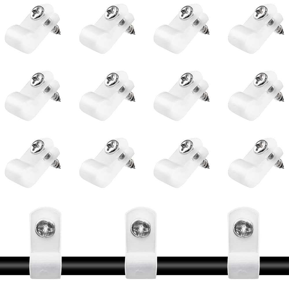 Rierdge 50 Pcs 3/8 Inch R-Type Clip Clamp, Nylon P-Type Mounting Clips, Cable Clip Wire Clamp for Wire Management, Stainless Steel Screws Included