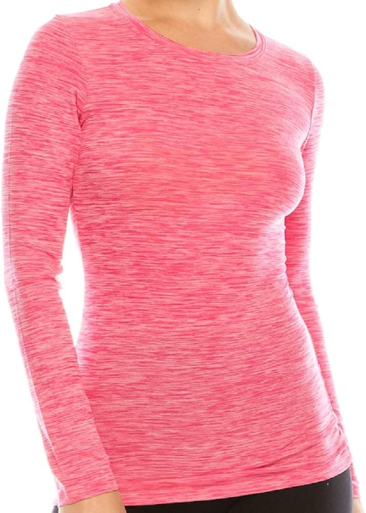 O TO S Women's Long Sleeve Active Wear T Shirt Tops Yoga Workout Sport Gym Running Athletic PS2900 Pink S