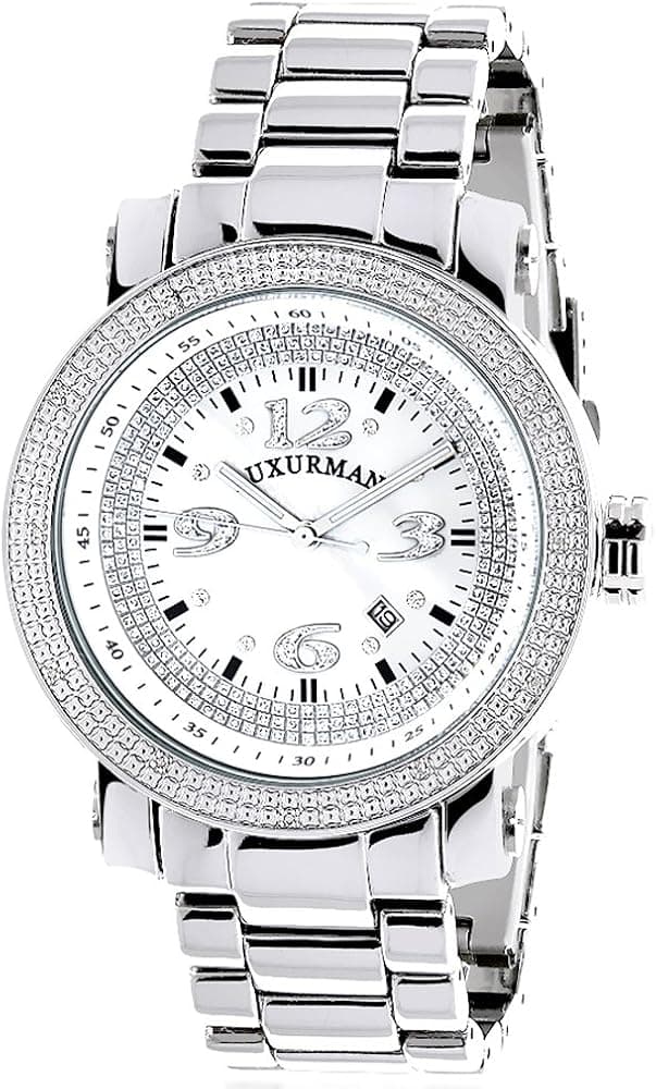 LUXURMAN Mens Diamond Watch 0.12 ct Iced Out