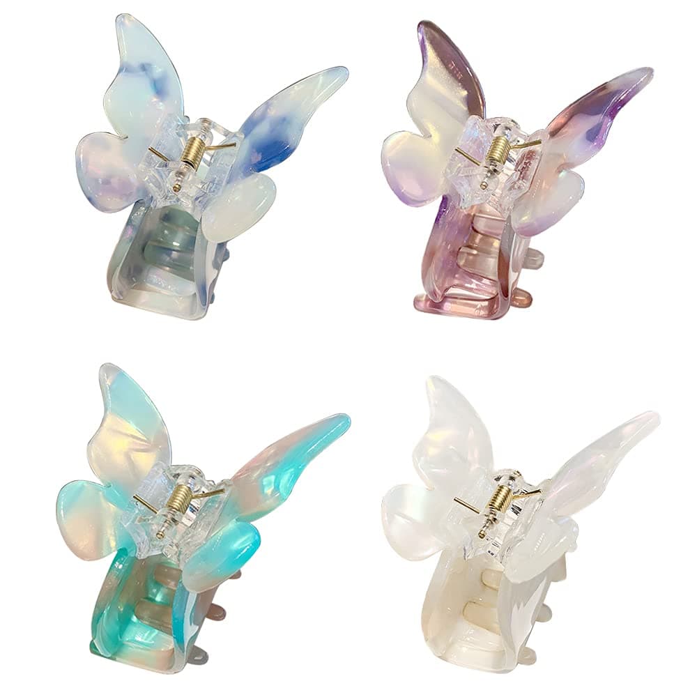 4 Pack Hair Claw Clips Small Butterfly Barrettes Tortoise Celluloid Hair Jaw Clips Hair Accessories for Girls and Women…