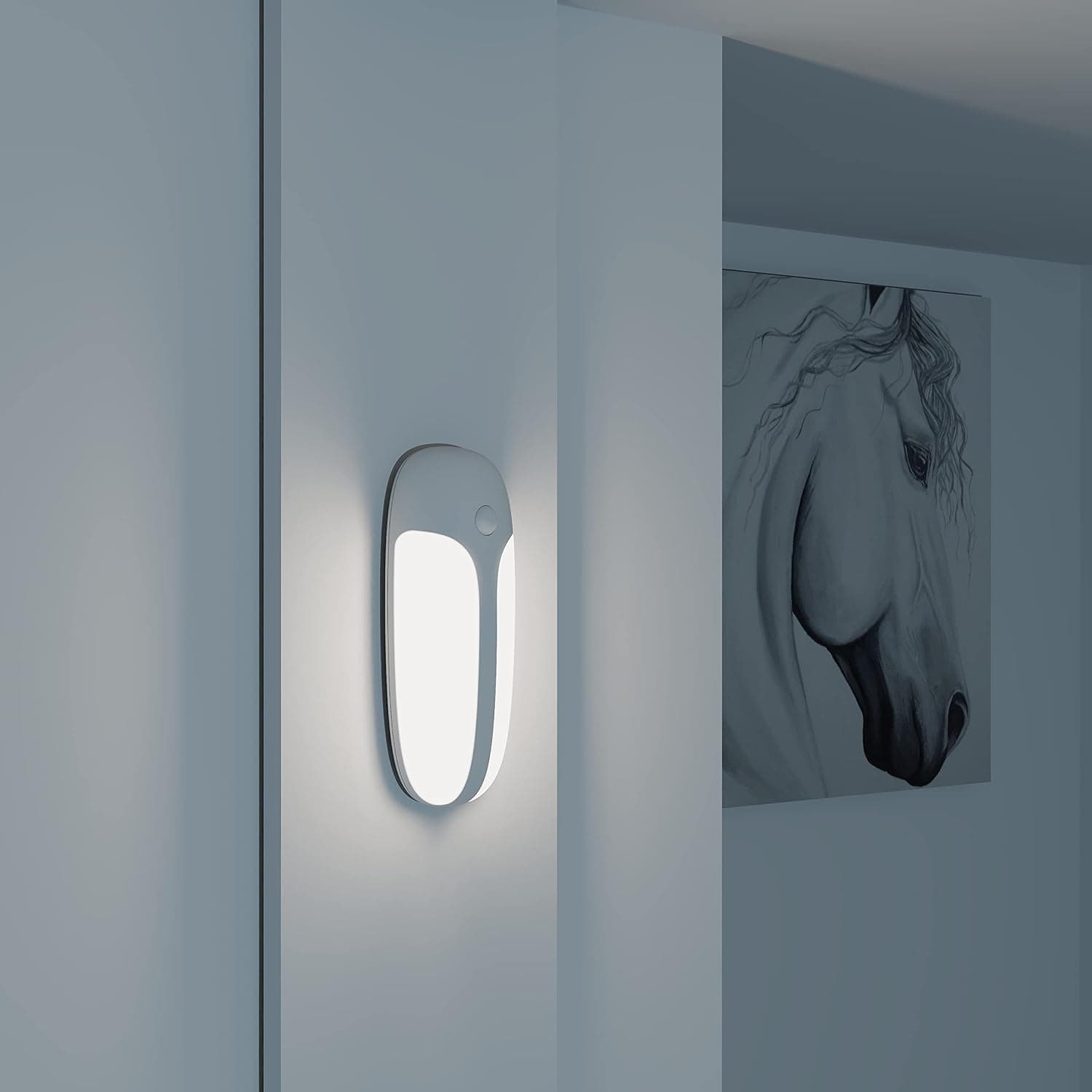 Firefly Motion Sensor Night Light Battery Indoor Bathroom Toilet Hallway LED Activated Nightlight Sensing Lamp USB Rechargeable Gift for Adult Kids (1 Pack)