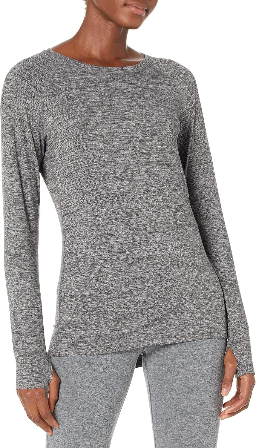 Amazon Essentials Women's Brushed Tech Stretch Long-Sleeve Crewneck Shirt (Available in Plus Size)