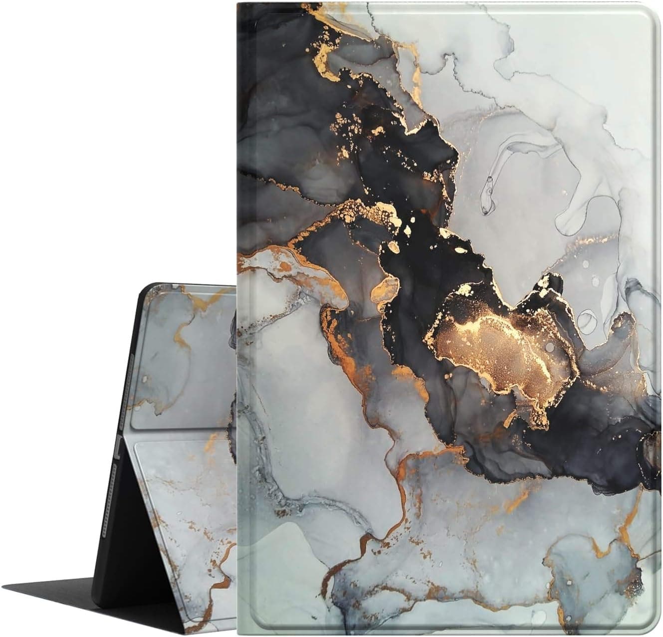 Galaxy Tab A 8.0 2019 Case T290 T295, Feams Slim Lightweight Folio Stand PU Leather Case Soft TPU Back Cover for Samsung Galaxy Tab A 8.0 Inch 2019 Tablet SM-T290/T295, Black Marble