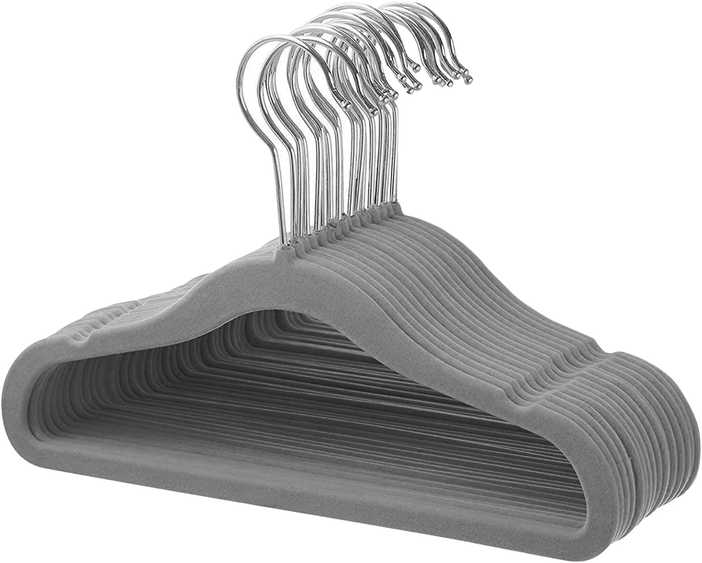 MangoKit 15 Pack Baby Velvet Clothes Hanger,Ultra-Thin Space-Saving Nursery Hangers,Non-Slip Toddler Hangers with Swivel Hook,Notched Shoulder Design(Grey)
