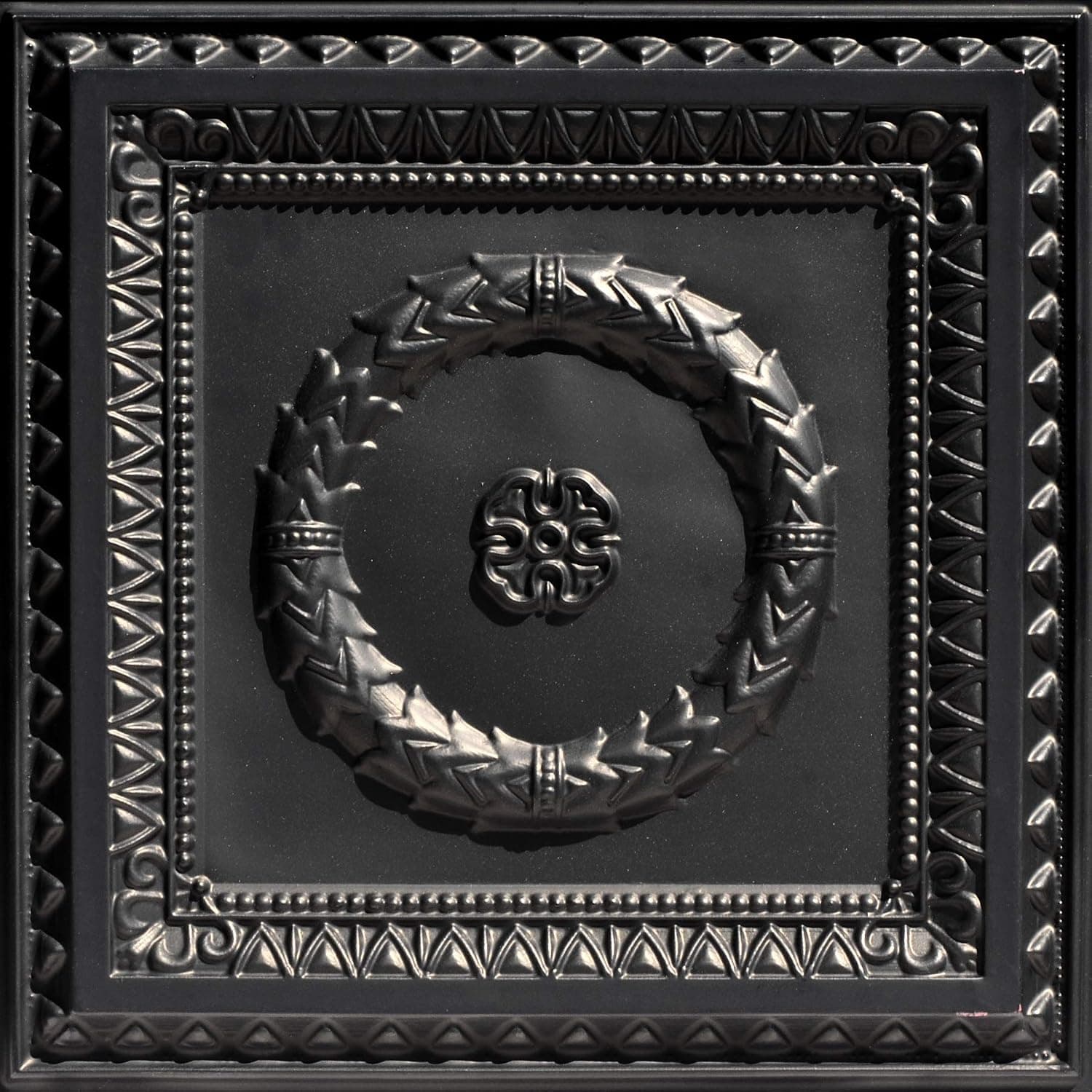 From Plain To Beautiful In Hours 210bk-24x24-25 Laurel Wreath Ceiling Tile 24" x 24" Black 25