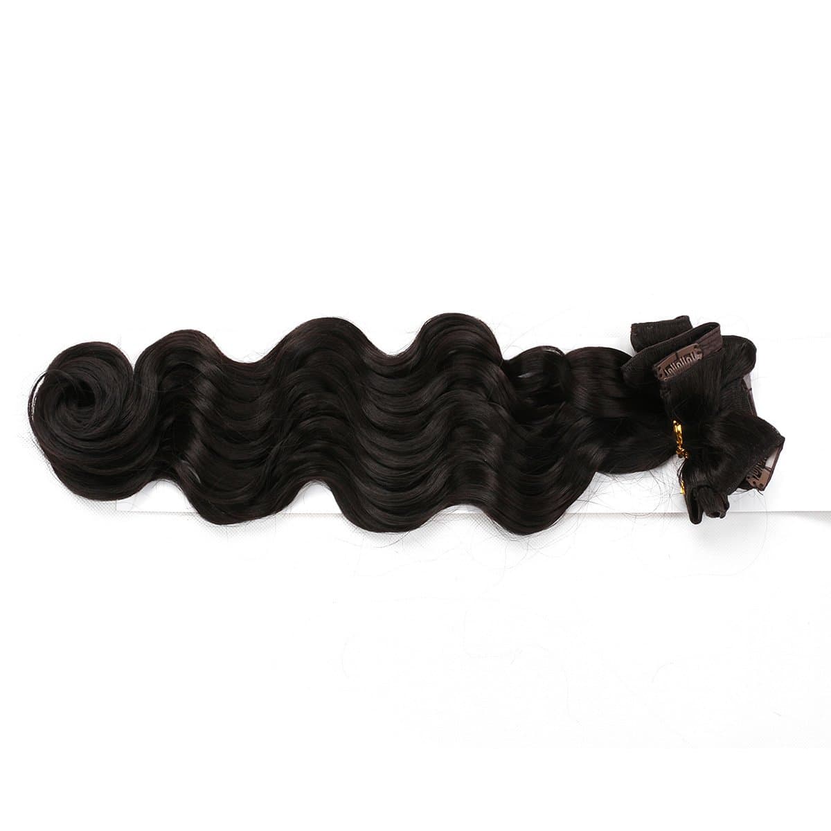 Clip in Hair Extensions Synthetic hair Clip in 140G 7Pcs/Lot Japanese Heat Resistant Fiber Hairpieces Deep Wave/Body Wave/Straight hair (Body Wave, Dark Brown 2#)