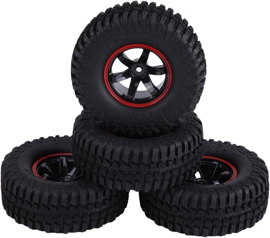 4Pcs RC Car Tires Tyres, Plastic 1.9inch Wheel Rim Hubs For HSP HPI RC Crawlers(Black Silver)