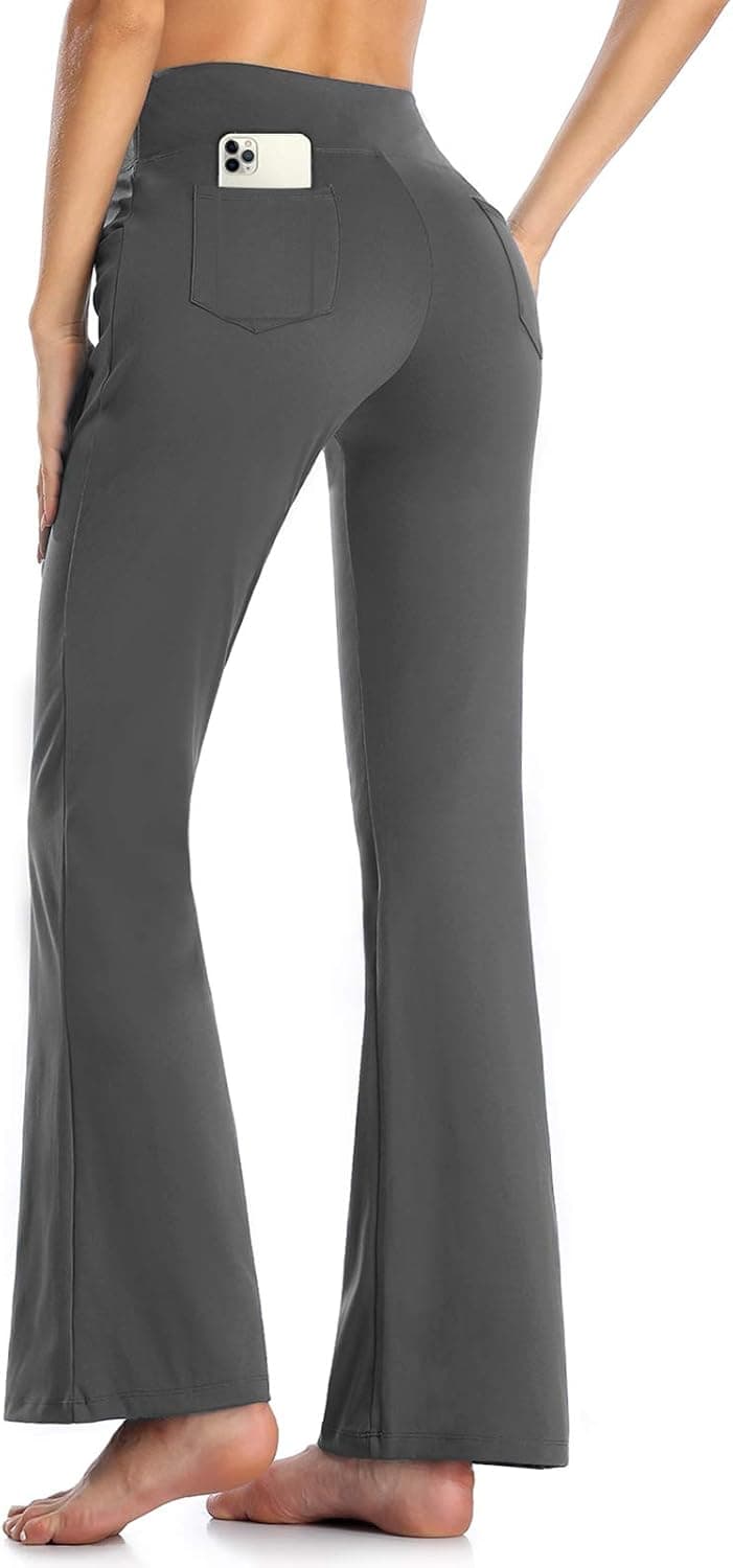MOVE BEYOND Buttery Soft Women's Bootcut Yoga Pants with 4 Pockets Tummy Control Workout Bootleg Work Pants