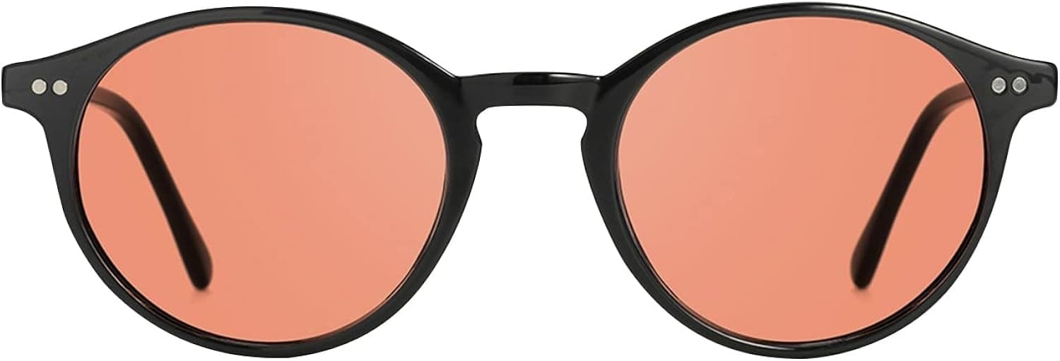 TIJN Polarized Sunglasses for Womens Mens,Small Round Classic Frame,UV 400 Protection Colored Lens,Vintage Style
