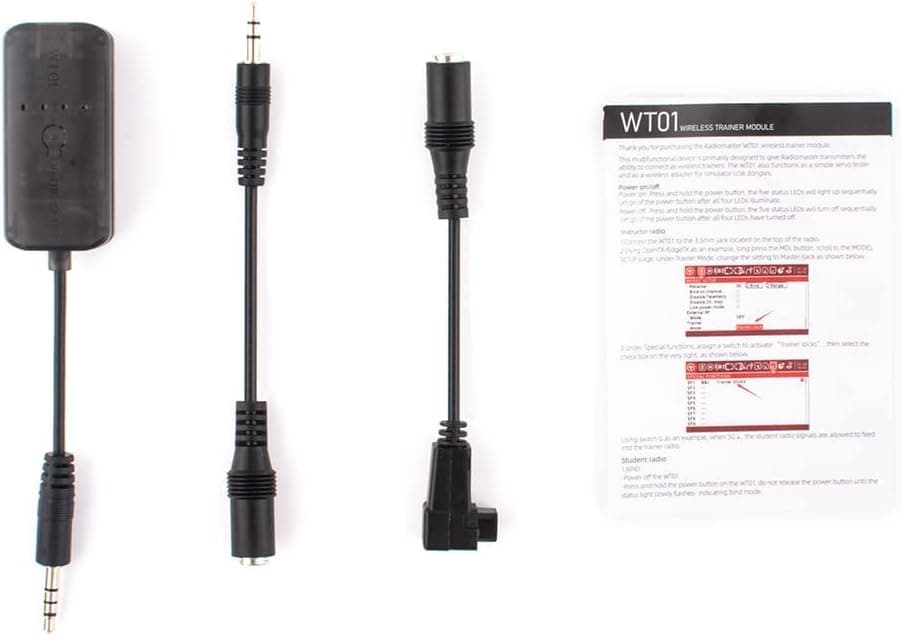 RadioMaster WT01 Wireless Trainer Adapter Multi-Protocol Support D8 D16 SFHSS USB-C Charging 4ch Servo Testing Function
