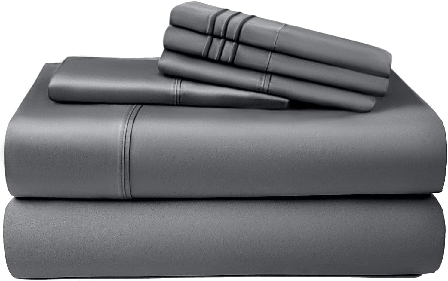 SONORO KATE 100% Bamboo Sheets Full Size Bed Sheets 6 Piece Set,Super Soft Breathable& Cooling,Deep Pockets 16",Silky Soft,Durable，Machine Washable，Lifetime Quality Promise (Grey,Full)