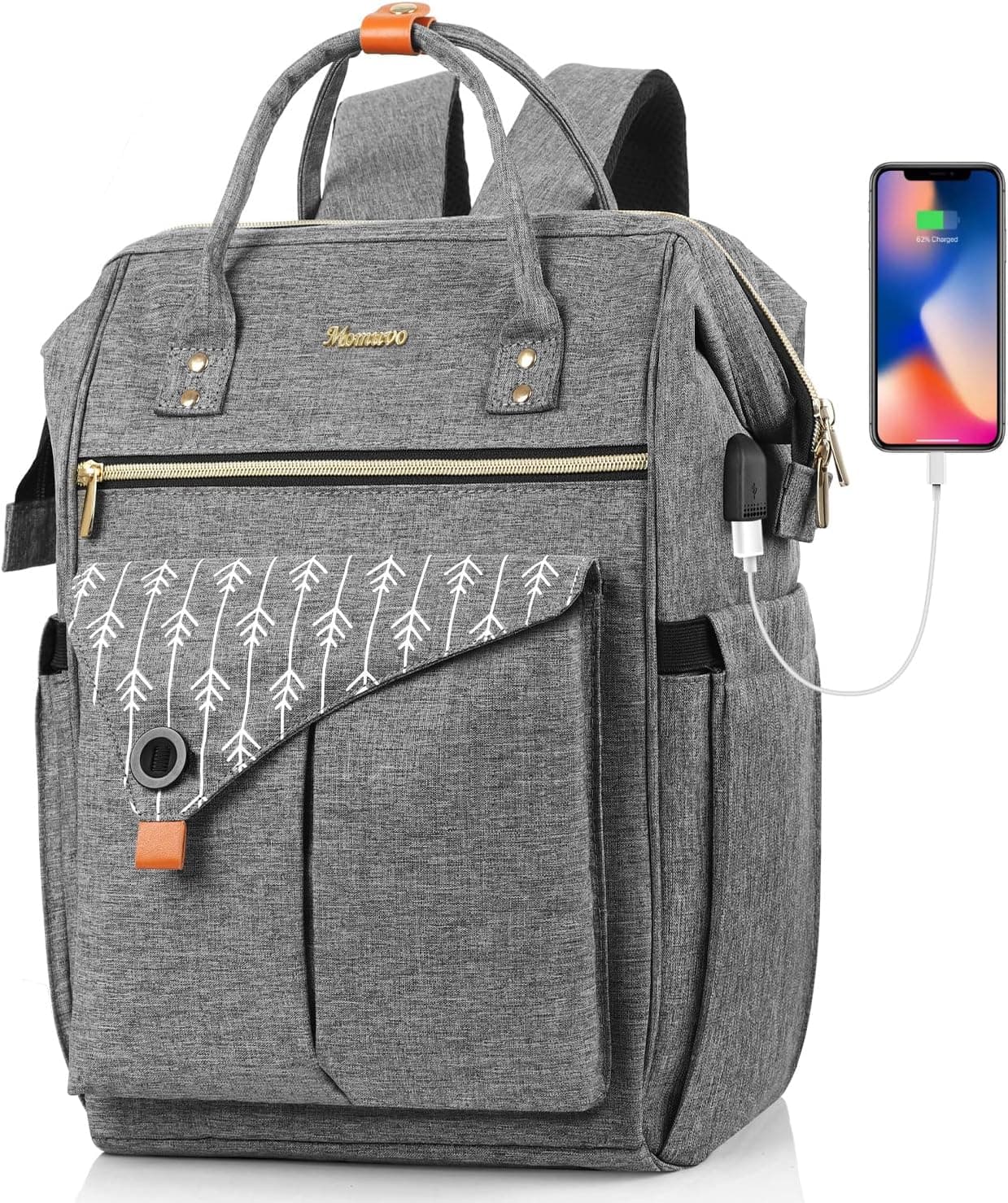 MOMUVO Laptop Backpack for Women,15.6 Inch Laptop Bag Work Backpack with USB Charging Port,School Bookbag College Backpack Teacher Backpack for Work,Travel,Business