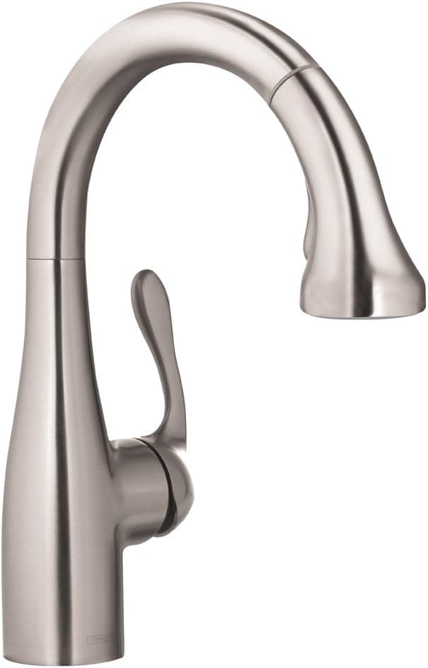 hansgrohe Allegro E Gourmet Premium 1-Handle 14-inch Tall Stainless Steel Kitchen Faucet with Pull Down Sprayer with QuickClean Magnetic Docking Spray Head in Stainless Steel Optic, 04297800