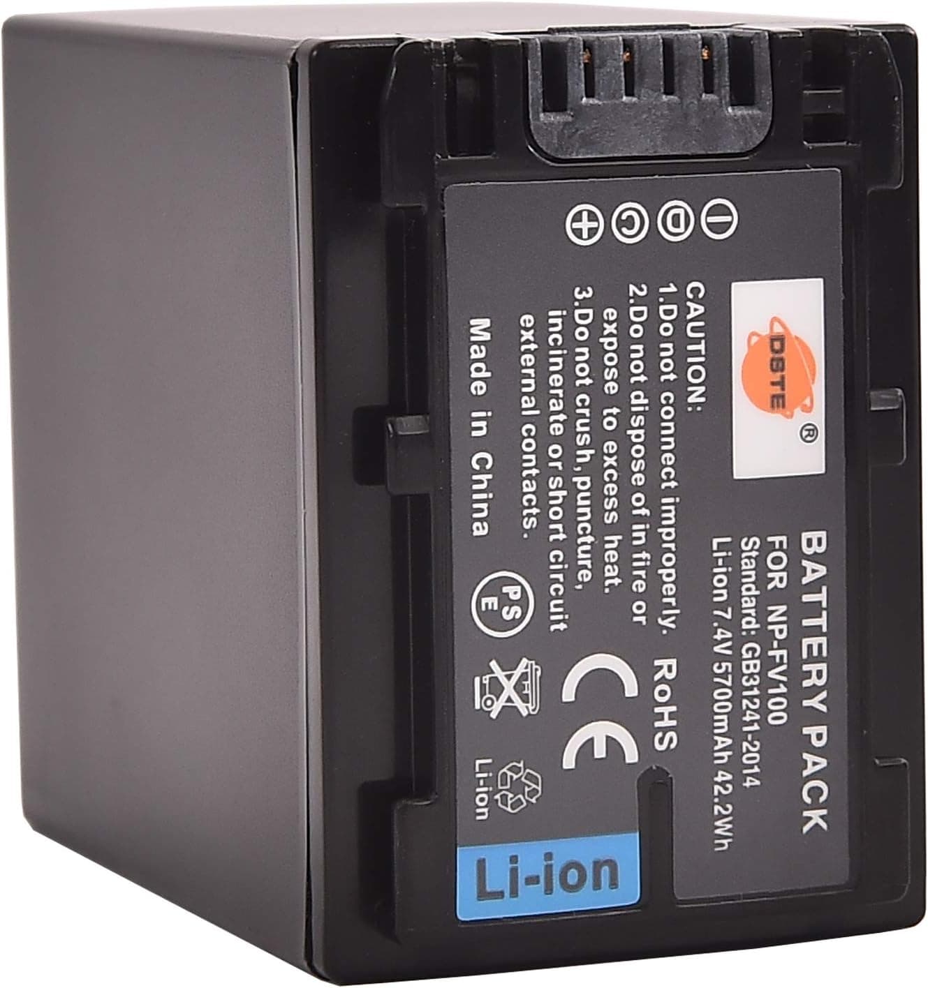 DSTE NP-FV100 Battery + DC04 Travel and Car Charger Adapter for Sony DCR-SR88 SX83 SX85 HDR-CX210 CX220 CX290 CX300 CX350V CX360V CX610E NEX-VG10 PJ820E PJ610E Camera