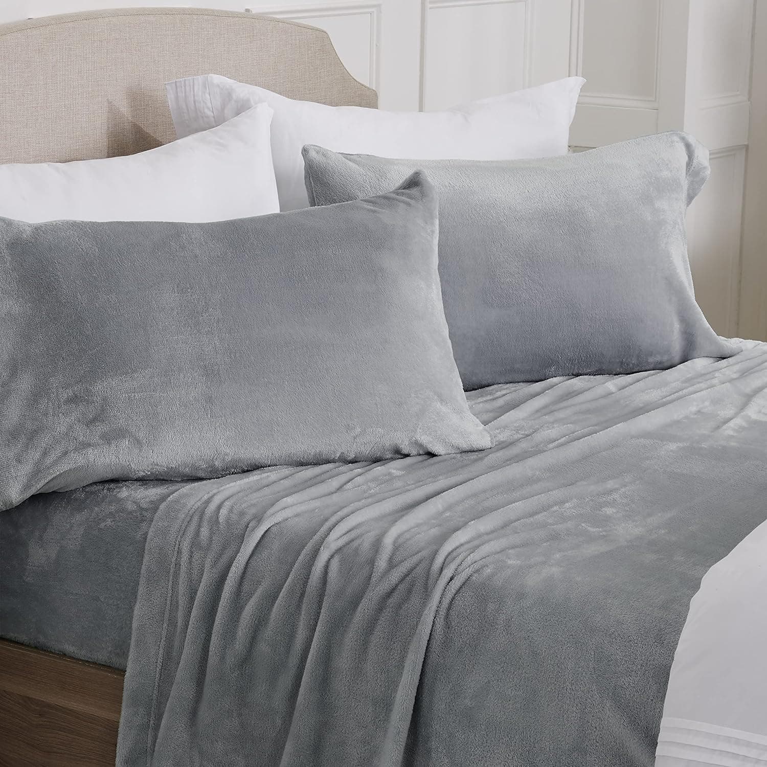 NY Loft Ultra Soft Micro Fleece Sheets Set with Extra Deep Pockets | Extra Soft Velvet Fleece Sheet Set | Super Plush Polar Fleece | Velvet Plush Cozy Warmth | Tribeca Collection (Twin, Grey)