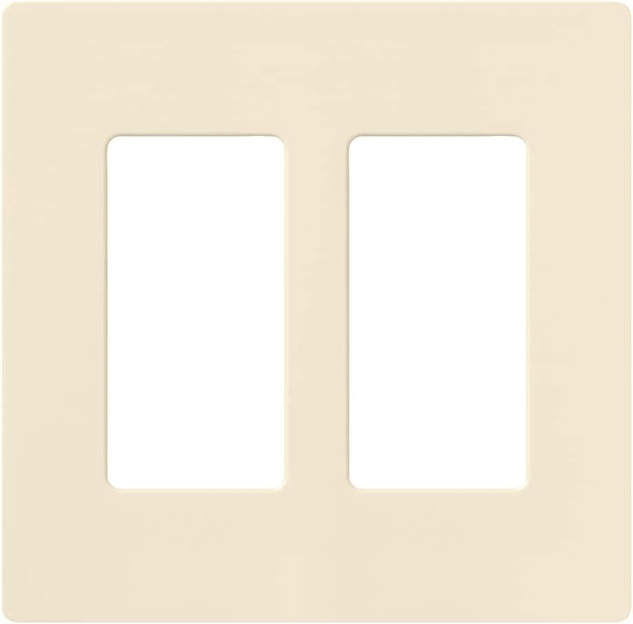 Lutron Claro 2 Gang Decorator/Rocker Wallplate, Gloss, Almond (1-Pack) | CW-2-AL