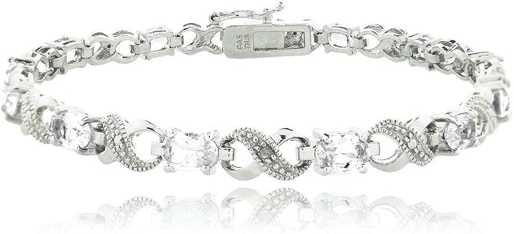 6.6ct White Topaz & Diamond Accent Infinity Bracelet
