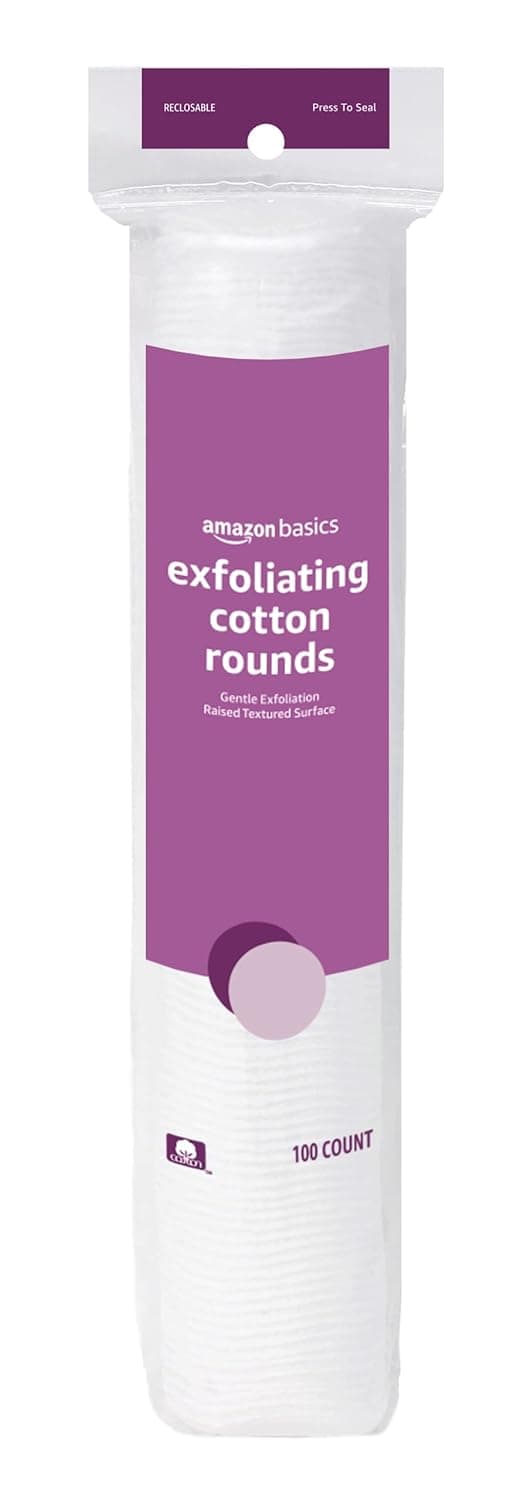 Amazon Basics Exfoliating Cotton Rounds, 100 Count