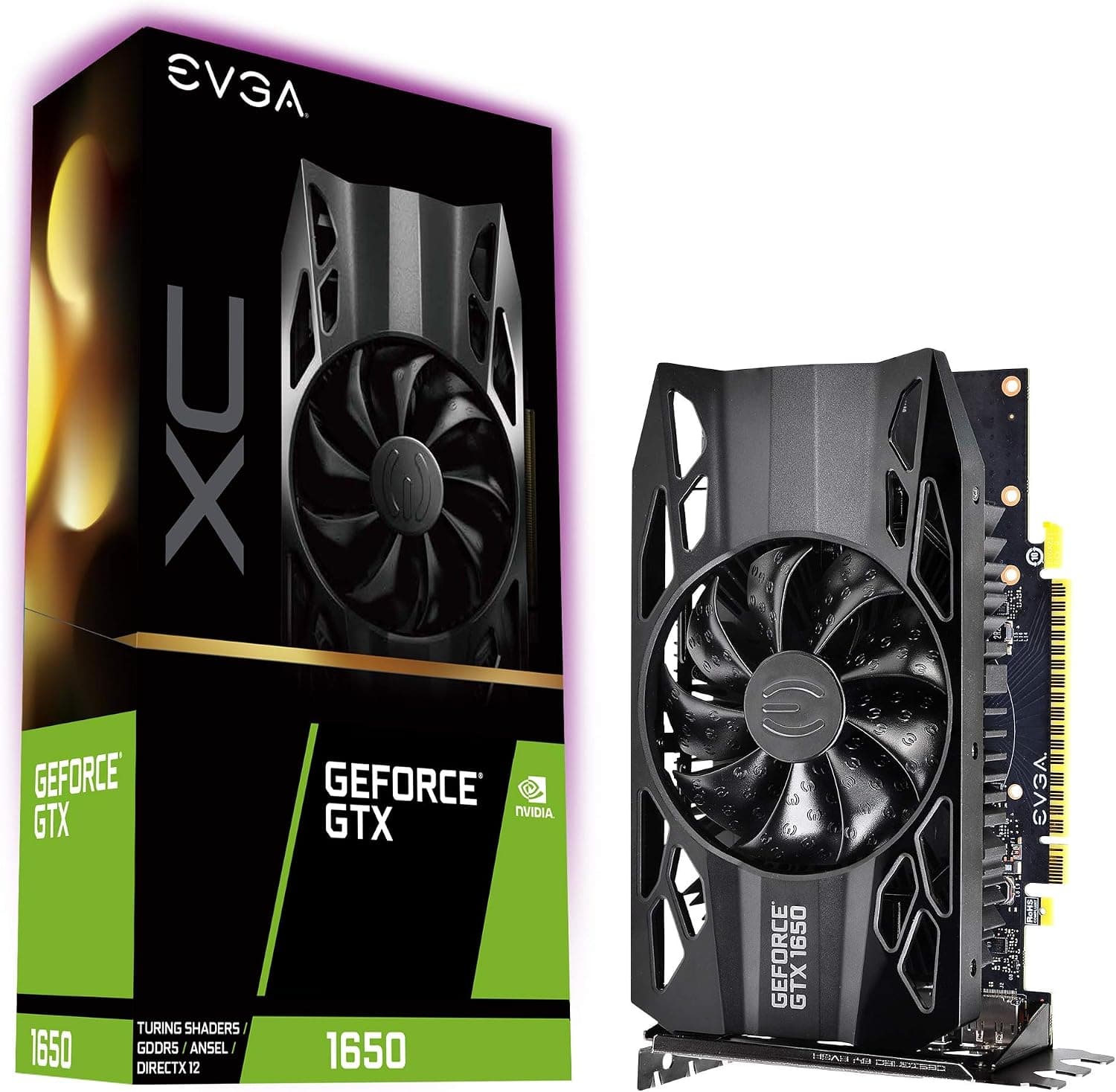 EVGA GeForce GTX 1650 XC, Overclocked, 2.75 Slot Extreme Cool, 65C Gaming, 4GB GDDR5, 04G-P4-1153-KR