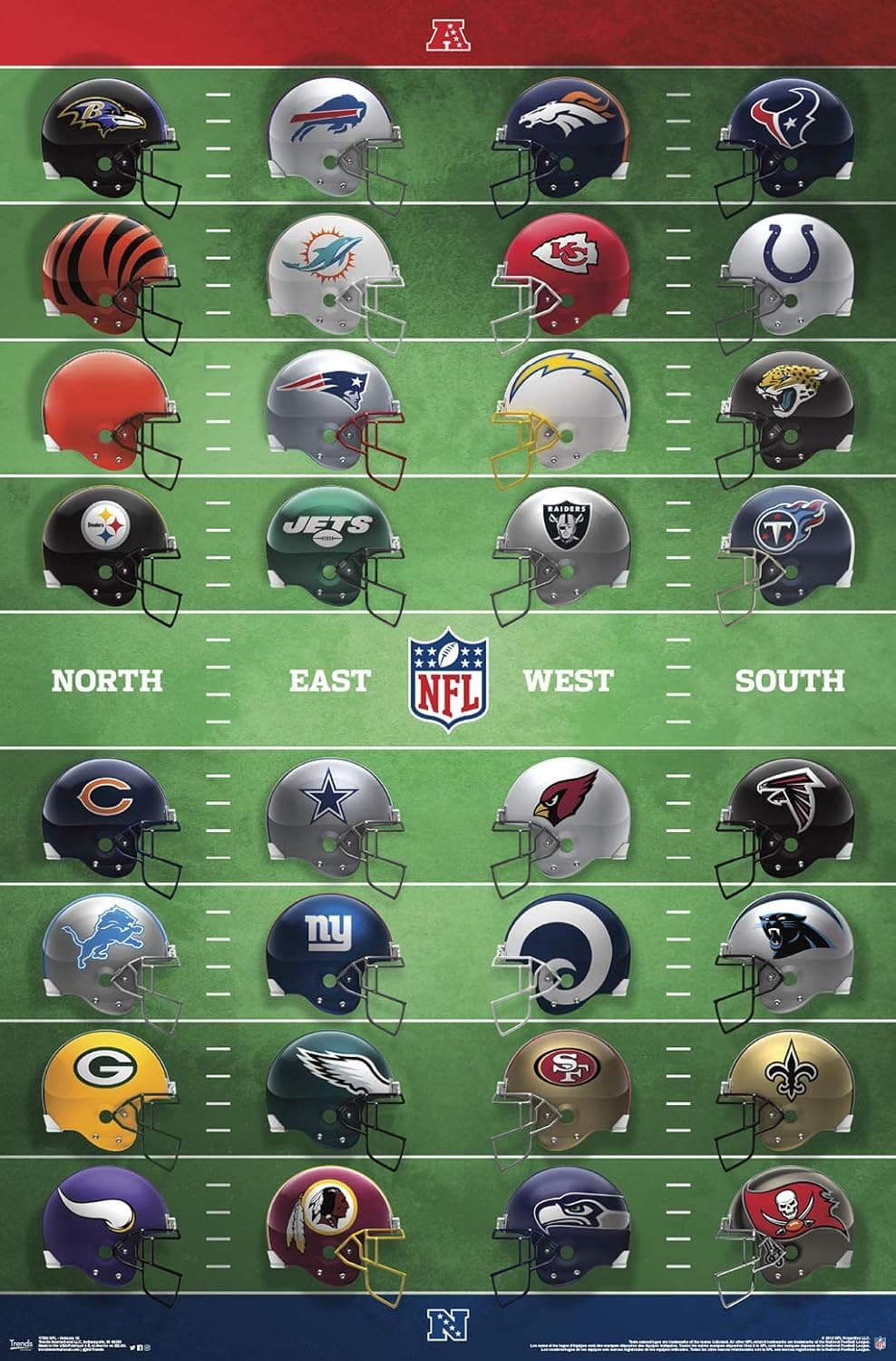 Trends International NFL - Helmets Wall Poster, 22.375" x 34", Multi