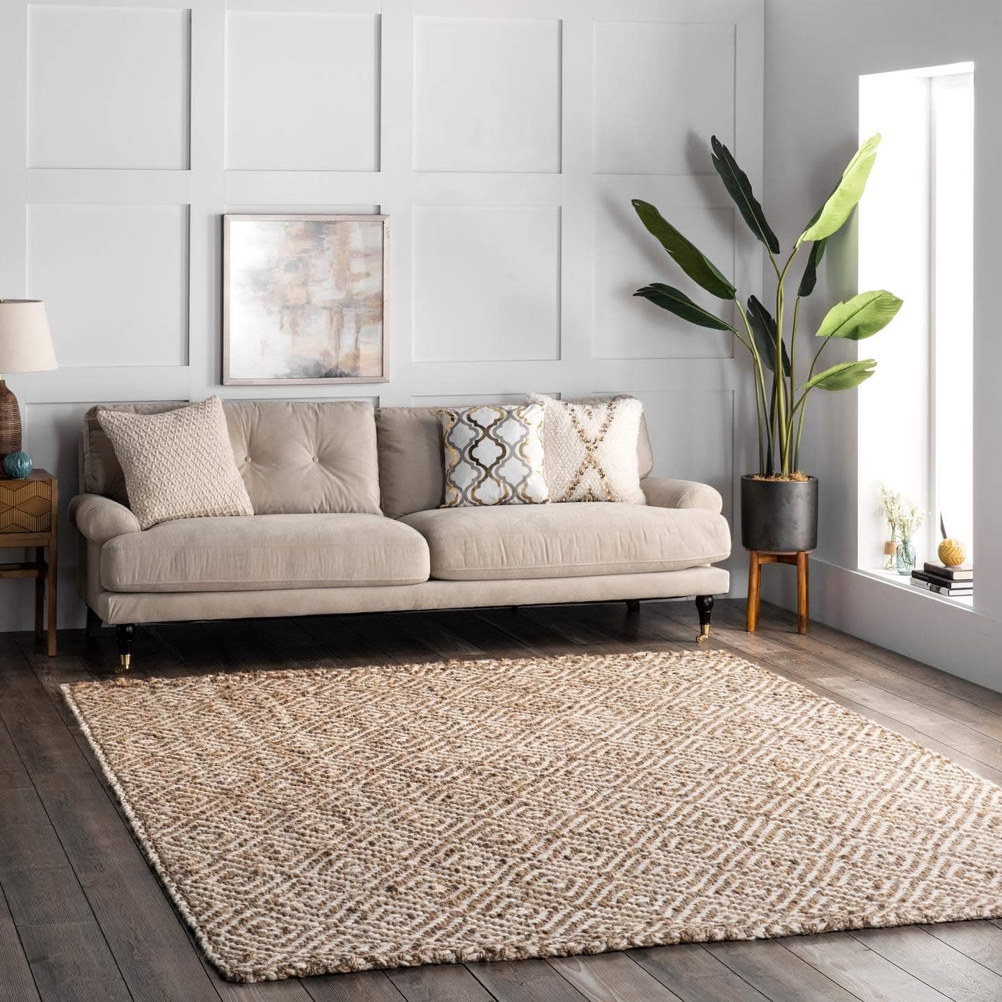 nuLOOM Alanna Diamond Jute Area Rug, 3' x 5', Natural