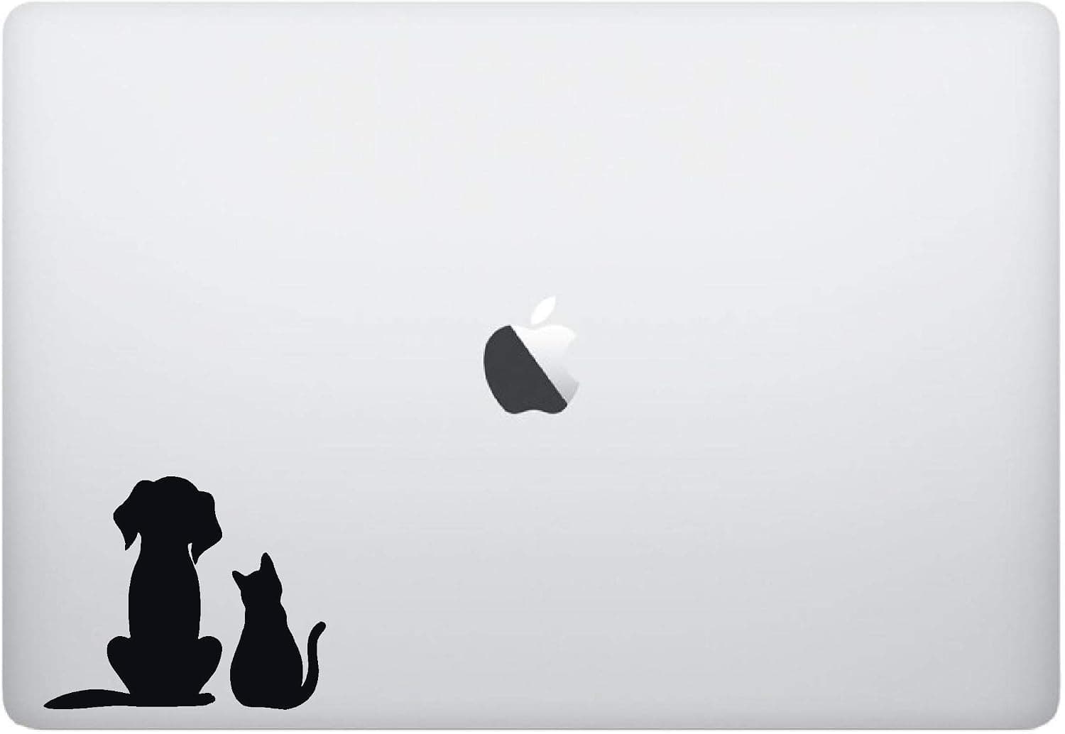 Laptop Sticker Decal - Cat and Dog Sitting Silhouette - Skins Stickers