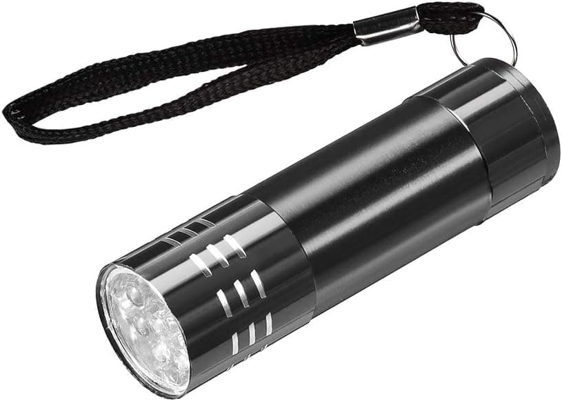uxcell Mini 9 LED Aluminum Flashlight Torch with Lanyard AAA Battery Not Included Black