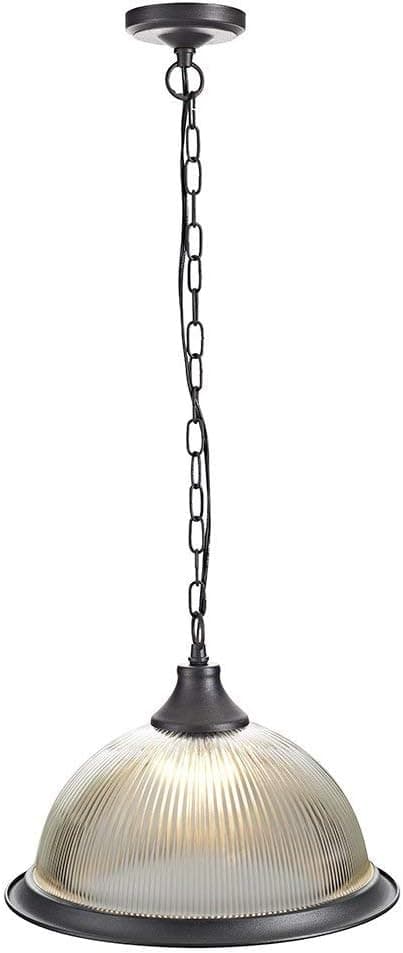 Dark Rustic Bronze American Diner Glass Pendant Light Fitting by Happy Homewares