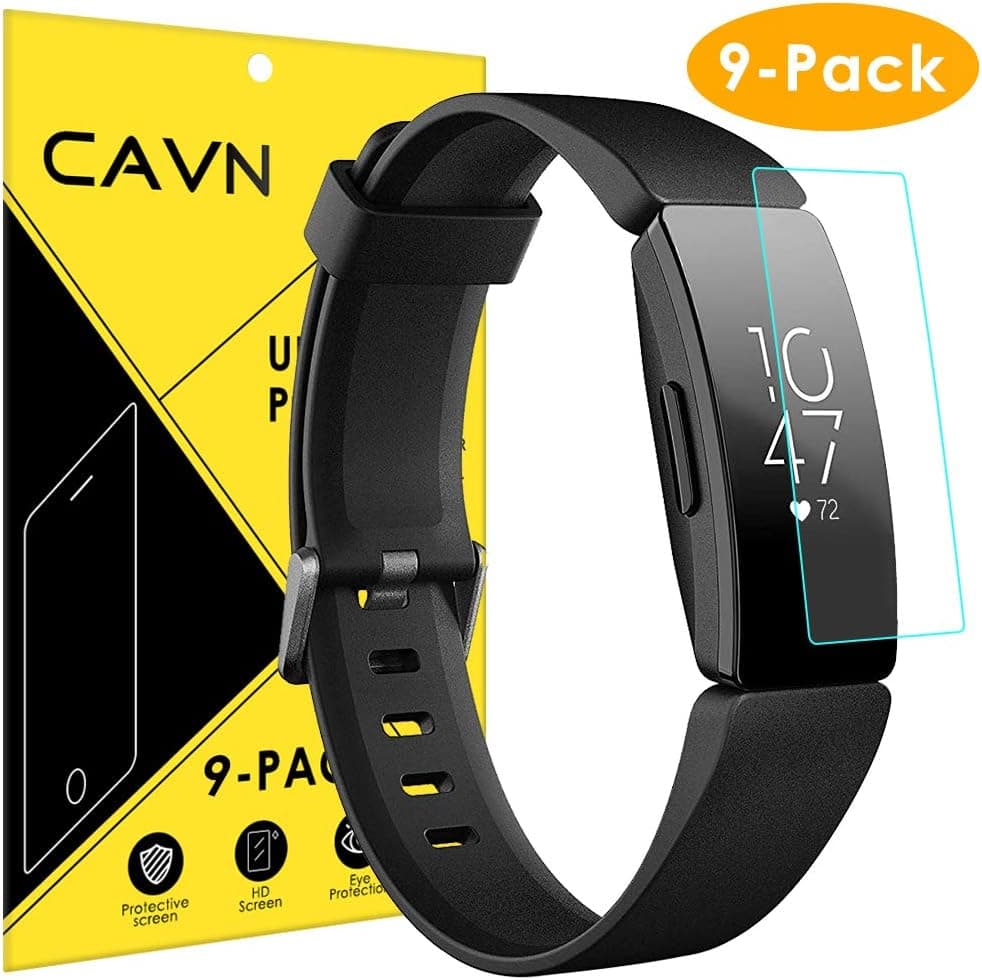 CAVN Compatible with Fitbit Inspire/Inspire HR Screen Protector (9-Pack), HD Anti-Bubble Full Coverage Screen Guard Film Accessory Cover Saver Shield Compatible 2019 Inspire/Inspire HR Smartwatch