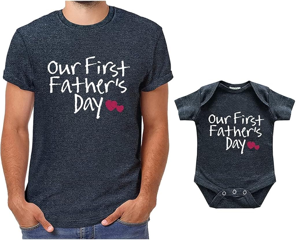 Our First Fathers Day Father Son Matching Shirts Father Daughter Gift for Father's