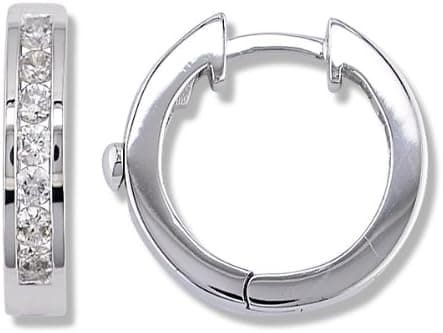 1/2 Carat Channel Set Diamond Earrings in White Gold (with Safety Lock)