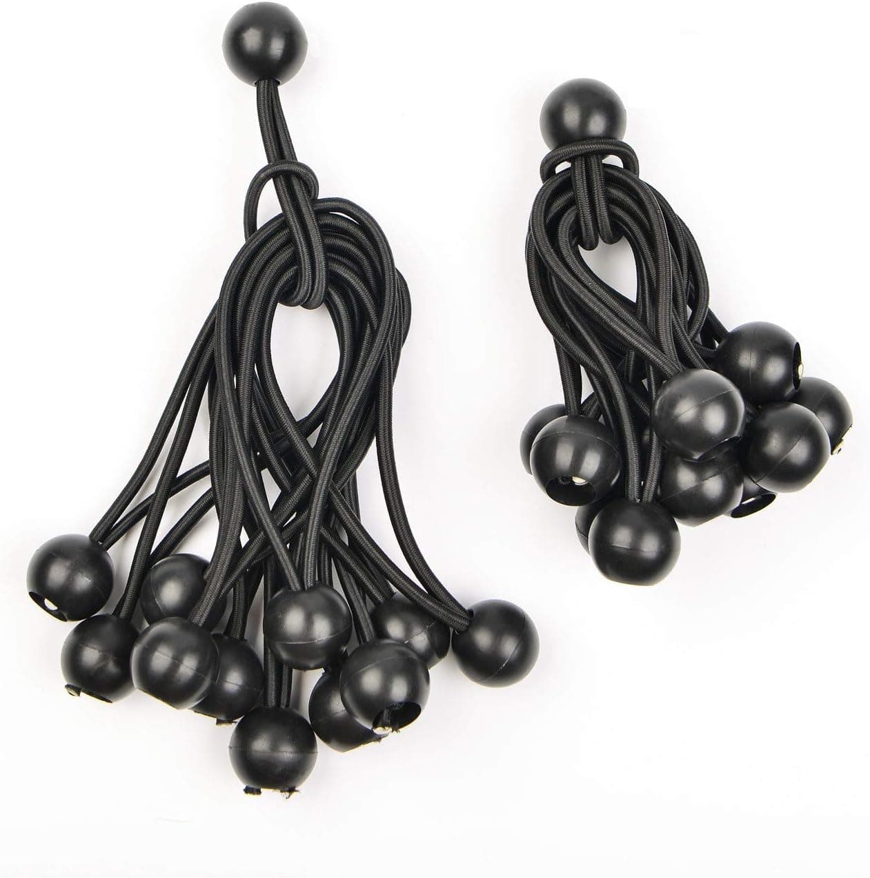 Heavy Duty Ball Bungee 4 inch and 6 inch, Canopy Tarp Tie Down Cord Black, 24-Piece
