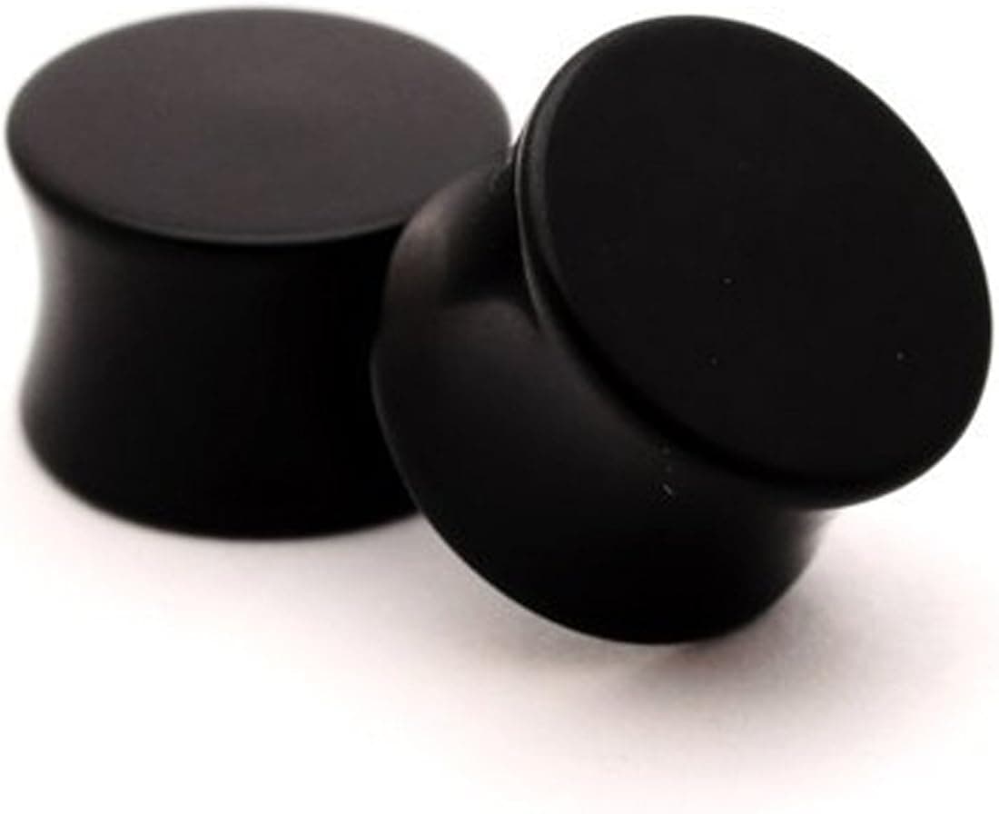 Mystic Metals Body Jewelry Black Acrylic Plugs - 1" - 25mm - Sold As a Pair