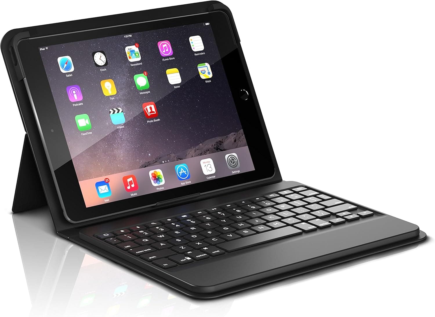 ZAGG ID8BSF-BB0 Messenger Folio Case and Non-backlit Bluetooth Keyboard for Apple iPad Pro 9.7, iPad 9.7, iPad Air and iPad Air 2 - Compatible with 2018 (G6) and 2017 (G5) 9.7 - Black