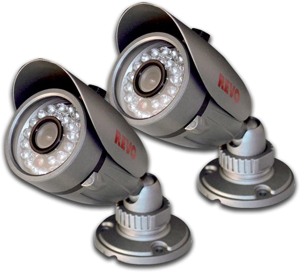 REVO America RCBS30-2BNDL 600TVL Indoor/Outdoor Bullet Surveillance Cameras with 80-Feet Night Vision (2-Pack)