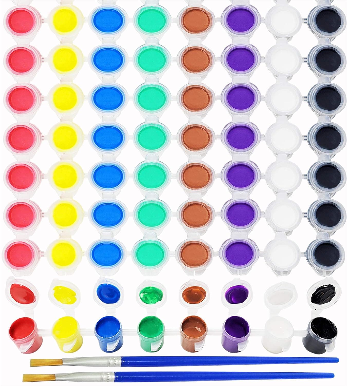 Acrylic Paint Strips For Kids&Adults,Bulk Set of 12 Washable Filled Paint Sets in 8 Colors,With 12 Paintbrushes,Painting Art Supplies Craft Paint Pots,Perfect for Home Birthday Classroom Party Favors (8 Color,Brown Purple)