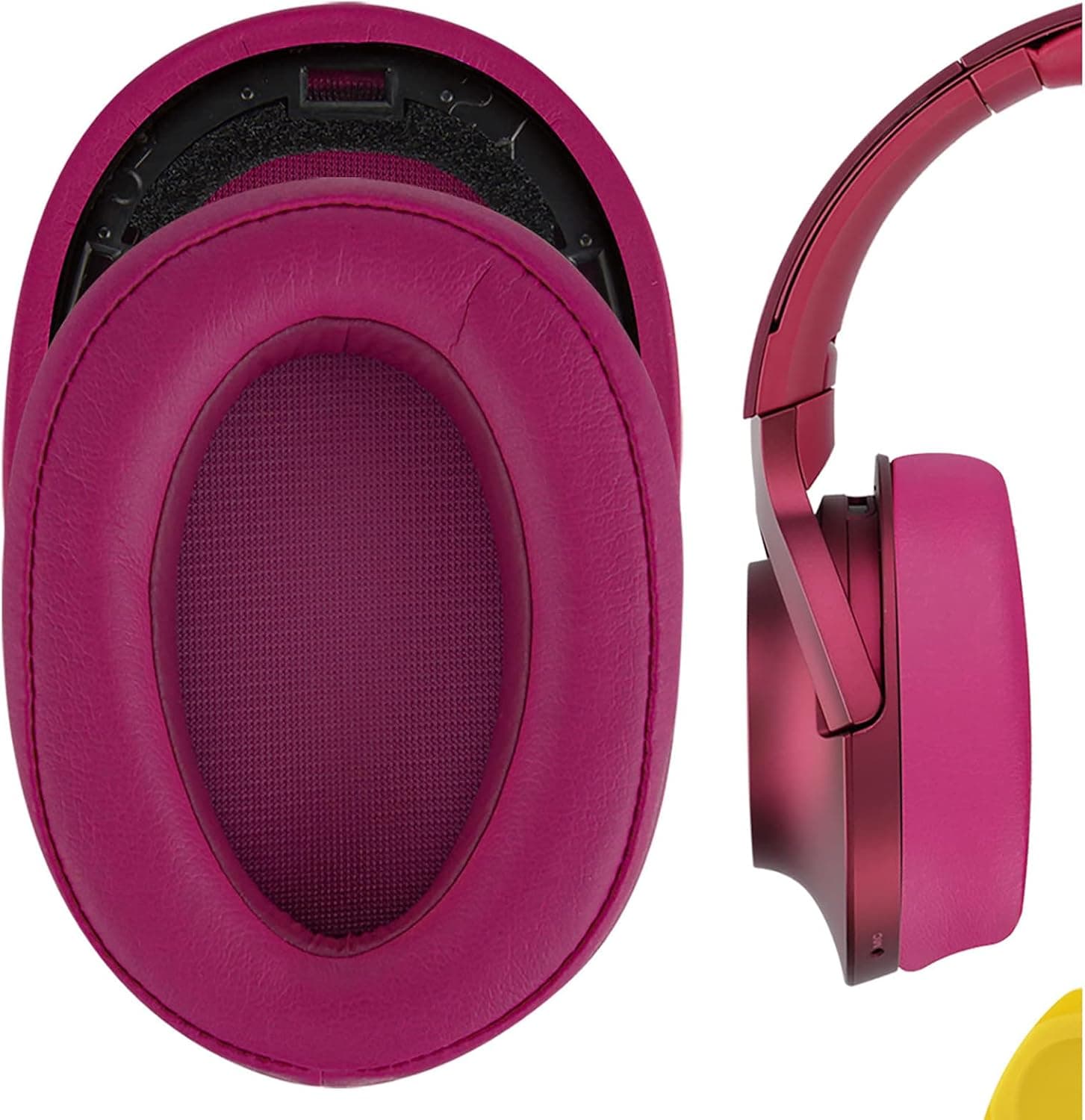 Geekria QuickFit Replacement Ear Pads for Sony MDR-100ABN WH-H900N Headphones Ear Cushions, Headset Earpads, Ear Cups Repair Parts (Bordeaux Red)