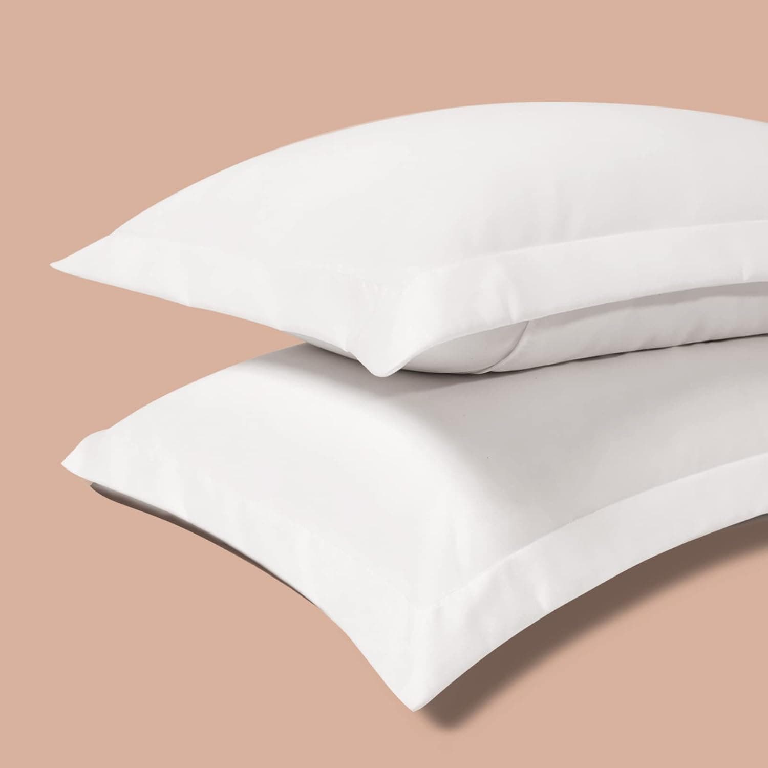 TEXARTIST 100% Cotton Pillow Cases, Queen Pillowcases Set of 2, White Cooling Bed Pillow Shams 2 Pack with Envelope Closure for Sleeping, Soft Breathable Pillow Cover 20*30 inch