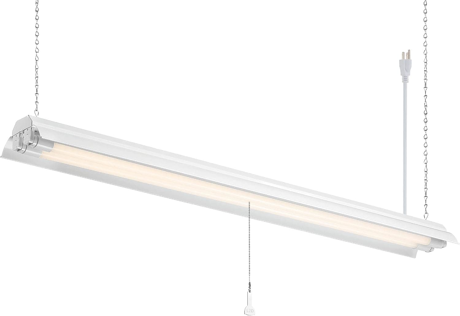 4 ft T8 2-Light LED Shop Light Fixture, 28W, 120V, 4000K Bright White Tubes, 3600 Lumens, White Finish for Use in Garage, Workshop, Work Bench, Repair Shop, Utility Room, SL602T1840