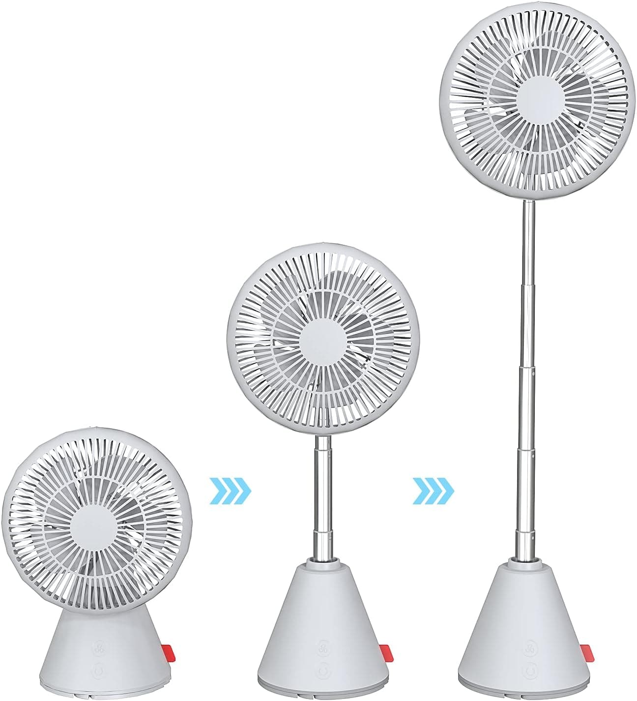 Table Telescopic fan,Wireless Pedestal Fan,8000mAh USB Rechargeable Oscillating Fan,3 Speeds Quiet Floor Fan,Removable and Washable,Suitable for Personal,Travel,Camping,Indoor ,Up to 35.4in,White