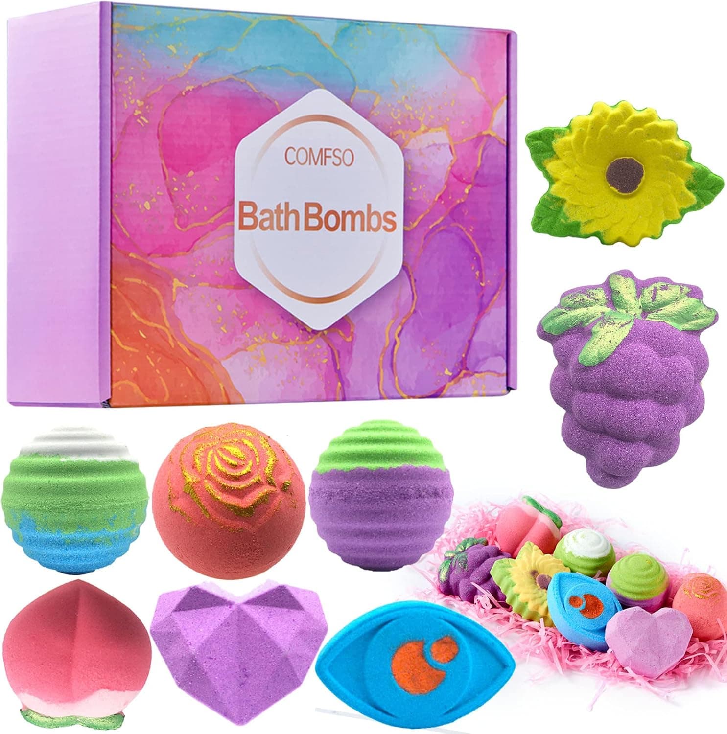 Bath Bombs for Women- Mothers Day Gifts,Gifts for Women, 8 Natural Bath Bomb Gift Set, Bubble Bath Bombs for Kids, Essential Oil Fizzy Relaxing Spa- Gifts for Her Women Girls,Birthday