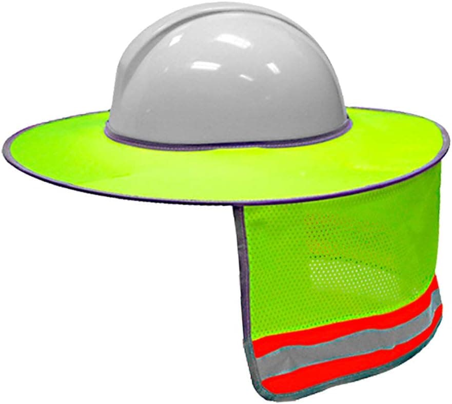 Tiction Hard Hat Sun Shield - Full Brim Mesh Neck Sun Shade Protector - High Visibility,Reflective (Hard Hat Not Included) (1, Yellow)