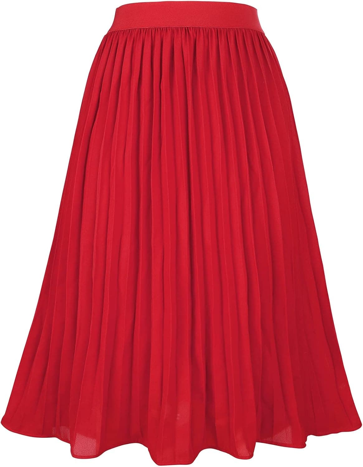 Womens High Waist Pleated Skirt Chiffon Midi Skirts for Women Swing Maxi A Line Skirt Elastic Flare Skirts